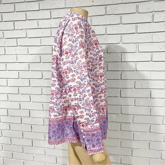 J. Crew Long Sleeve Lightweight Shimmery Metallic Floral Blouse - Size L - Picture 7 of 10